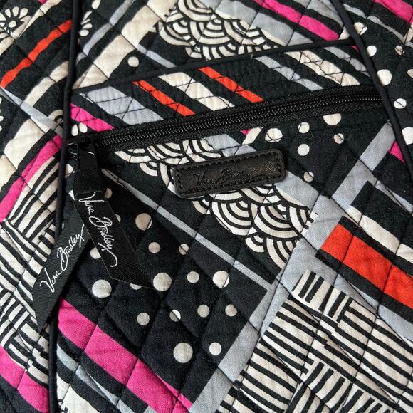 Vera Bradley Zebra Pattern Crossbody Purse & Cosmetic Bag Set Black White Pink - Picture 7 of 9